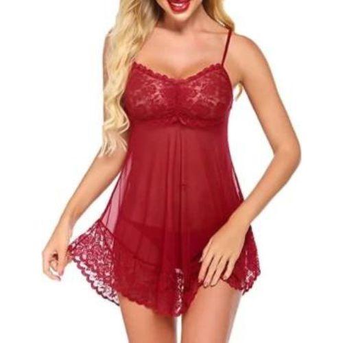 Night Dress short nighty with Panty crinkle New Western babydoll Style